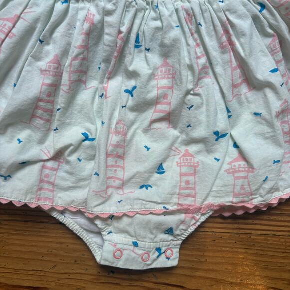 Sweet Honey white lighthouse nautical smocked toddler bubble SIZE 2T - Picture 2 of 6